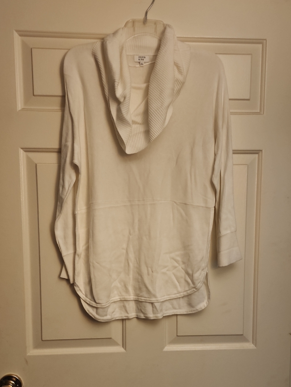 crown & ivy Cream Cowl Neck Pullover Sweater